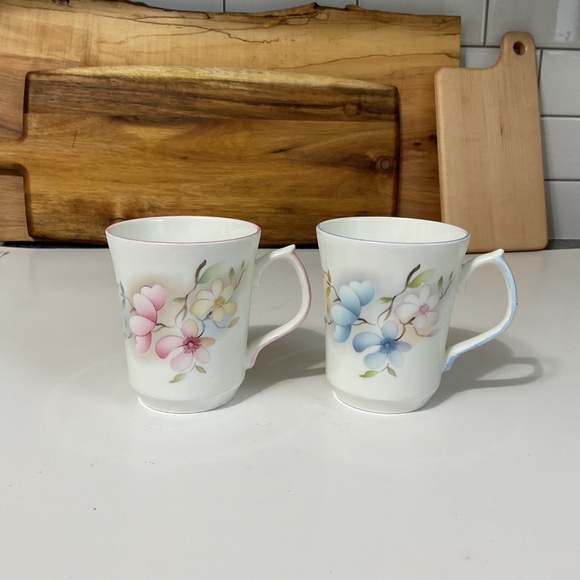 Set of 2 VTG Floral Fine Bone China Mug Jason Works Nanrich Pottery - Picture 2 of 8